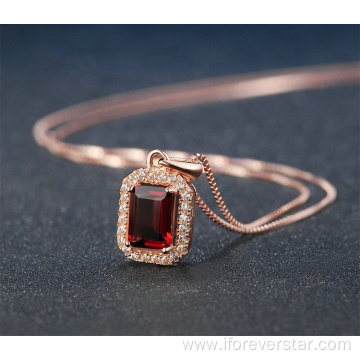 925 Sterling Silver Rose Gold Ruby Necklace Pendant